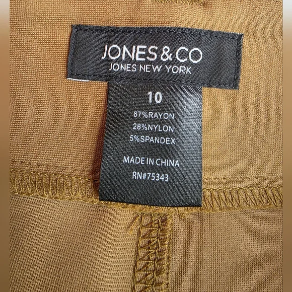 Jones & Co Tan High Rise Wide Leg Ankle Trousers Stretch Thick Size 10 2250-Ai - Picture 8 of 12